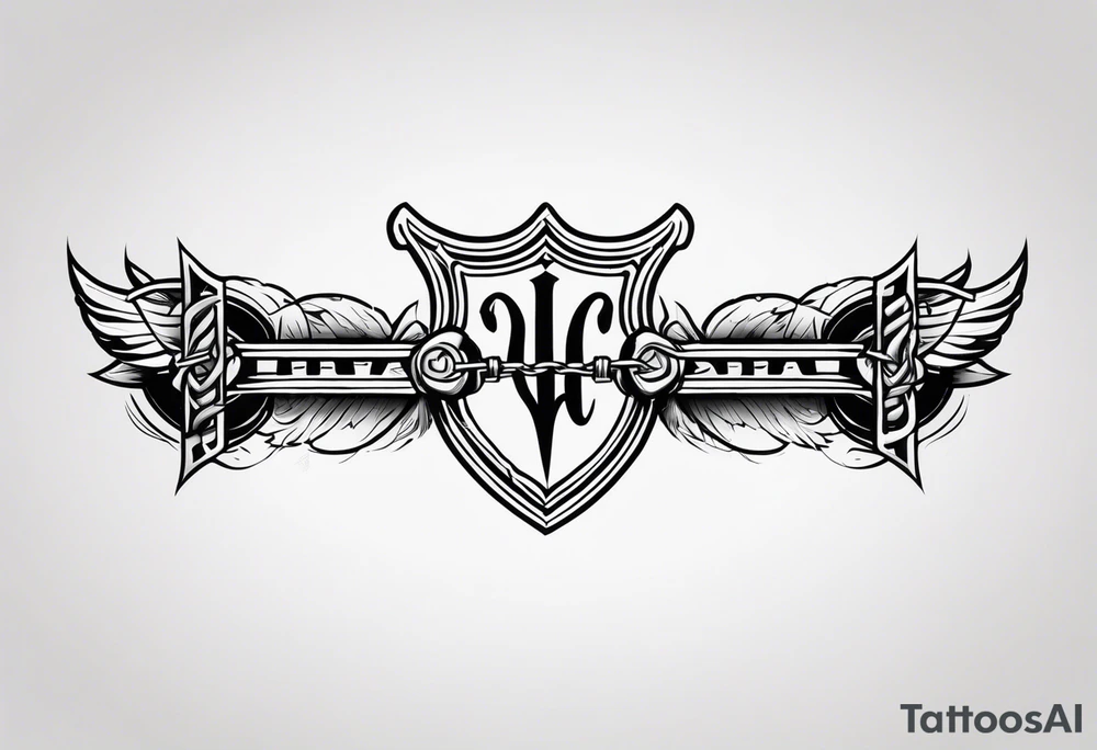 Valhalla sword shield barb wire chain tattoo idea