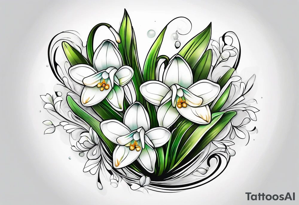 snowdrop flower design tattoo idea