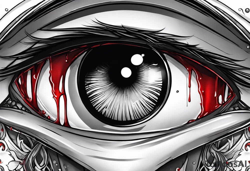 Bloody tears flow from Alucard's eye in Hellsing tattoo tattoo idea