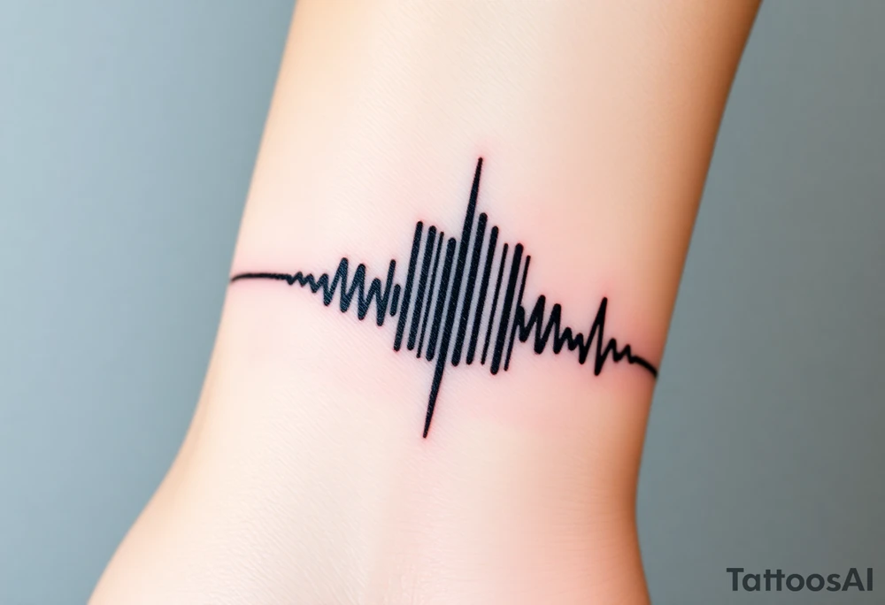 A barcode where one of the lines transitions into a heartbeat monitor pattern, symbolizing love that keeps beating strong tattoo idea