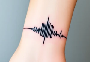 A barcode where one of the lines transitions into a heartbeat monitor pattern, symbolizing love that keeps beating strong tattoo idea