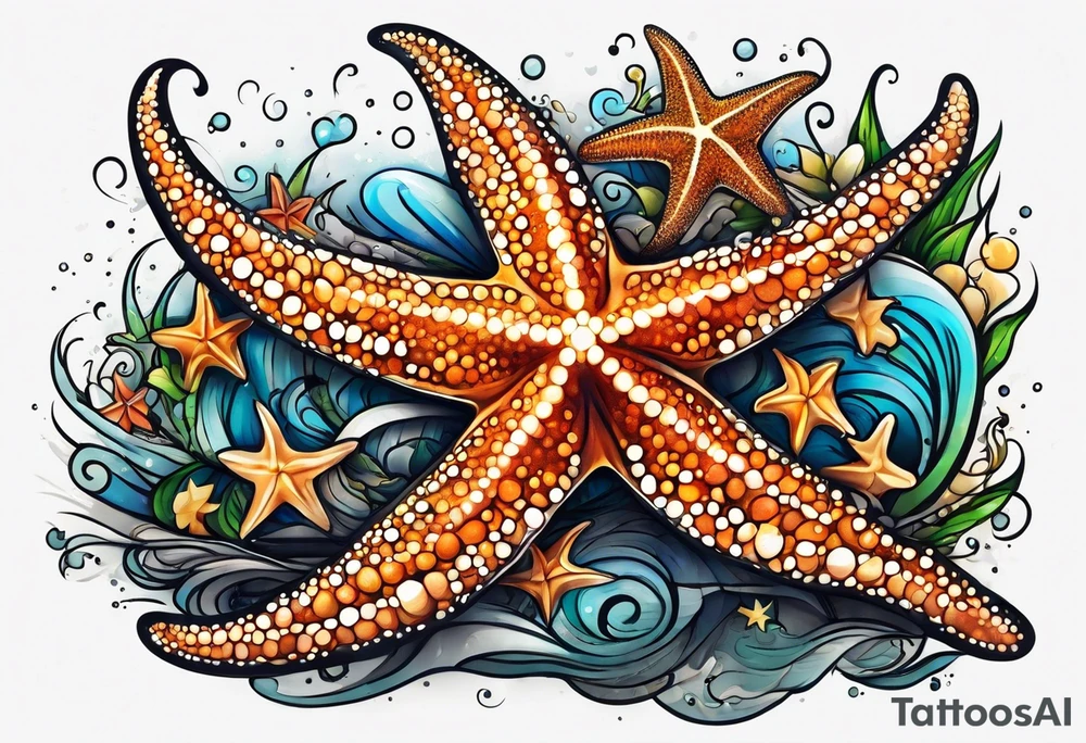 star fish of different shapes and sizes tattoo idea