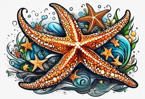 star fish of different shapes and sizes tattoo idea