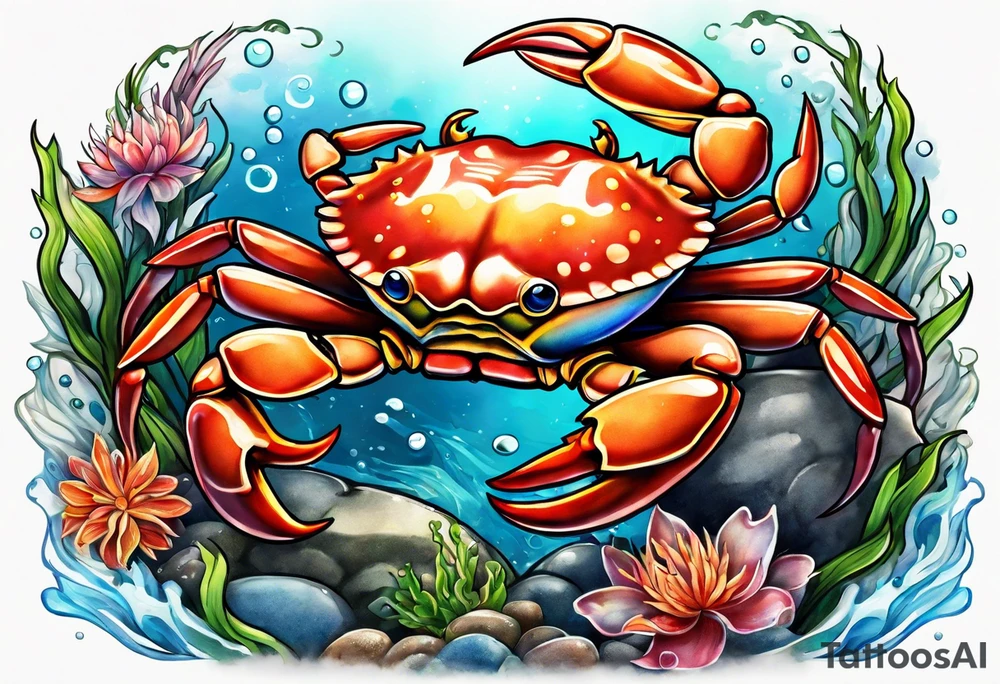 Crab and fish tattoo idea