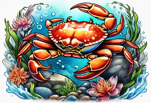 Crab and fish tattoo idea