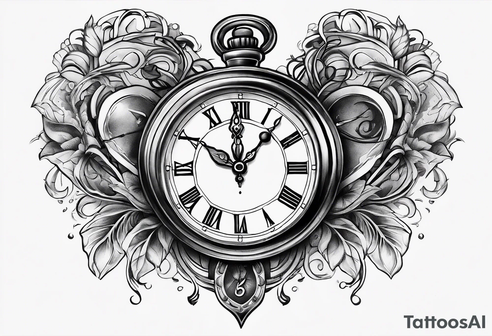 Heart with clock hands on 8 and 5 tattoo idea