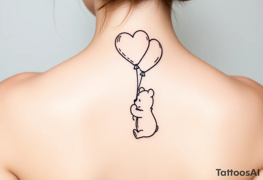 Winnie the pooh with a huge 
heart balloon tattoo idea
