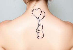 Winnie the pooh with a huge 
heart balloon tattoo idea