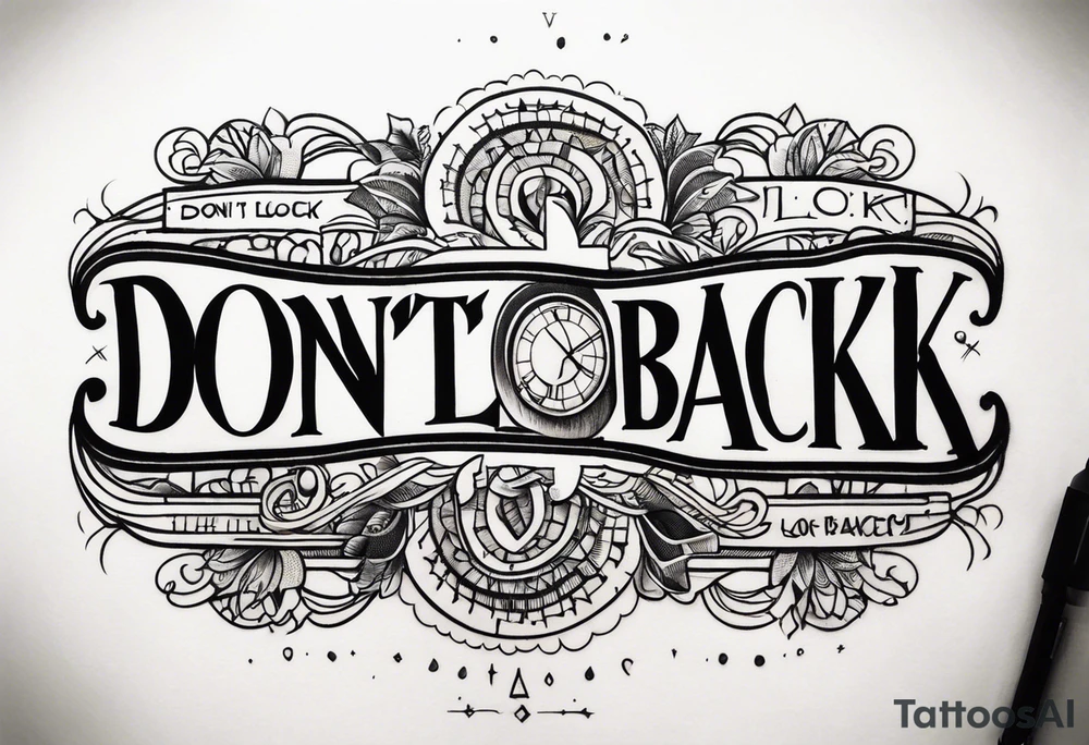 A tattoo with words only. The words are “Don’t look back” tattoo idea