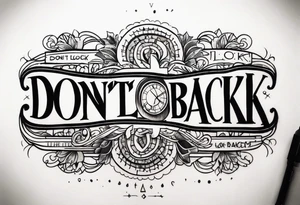 A tattoo with words only. The words are “Don’t look back” tattoo idea