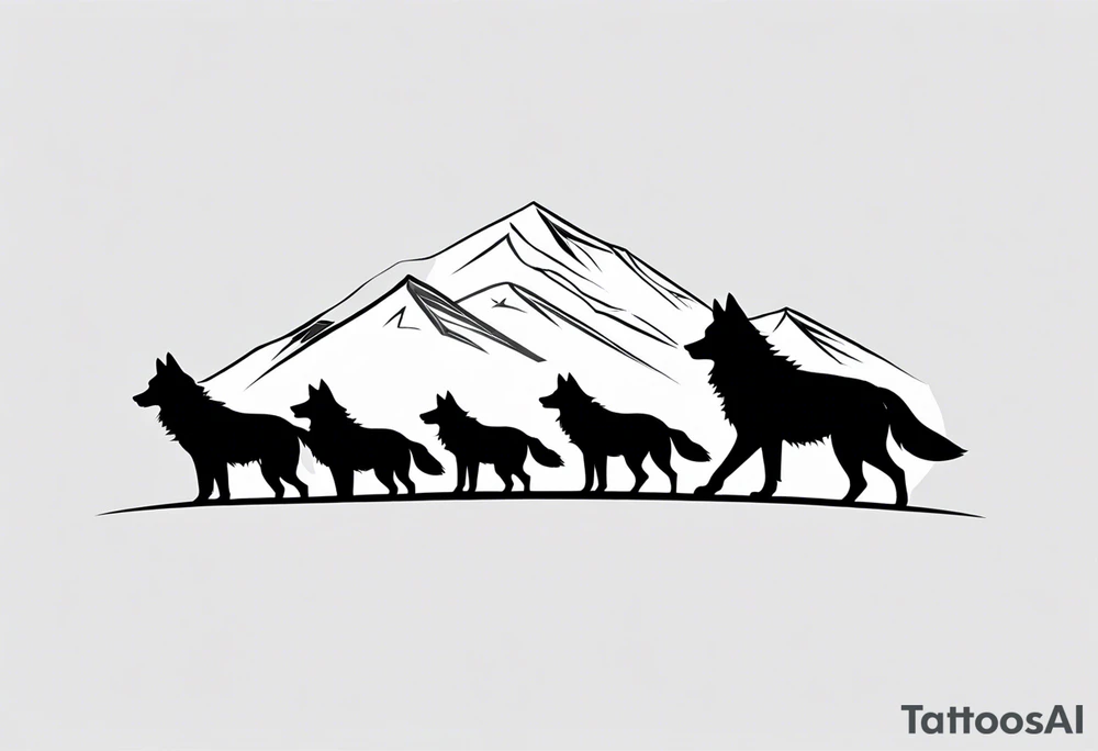 Silhouette of wolf pack tattoo idea