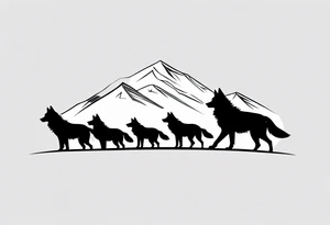 Silhouette of wolf pack tattoo idea