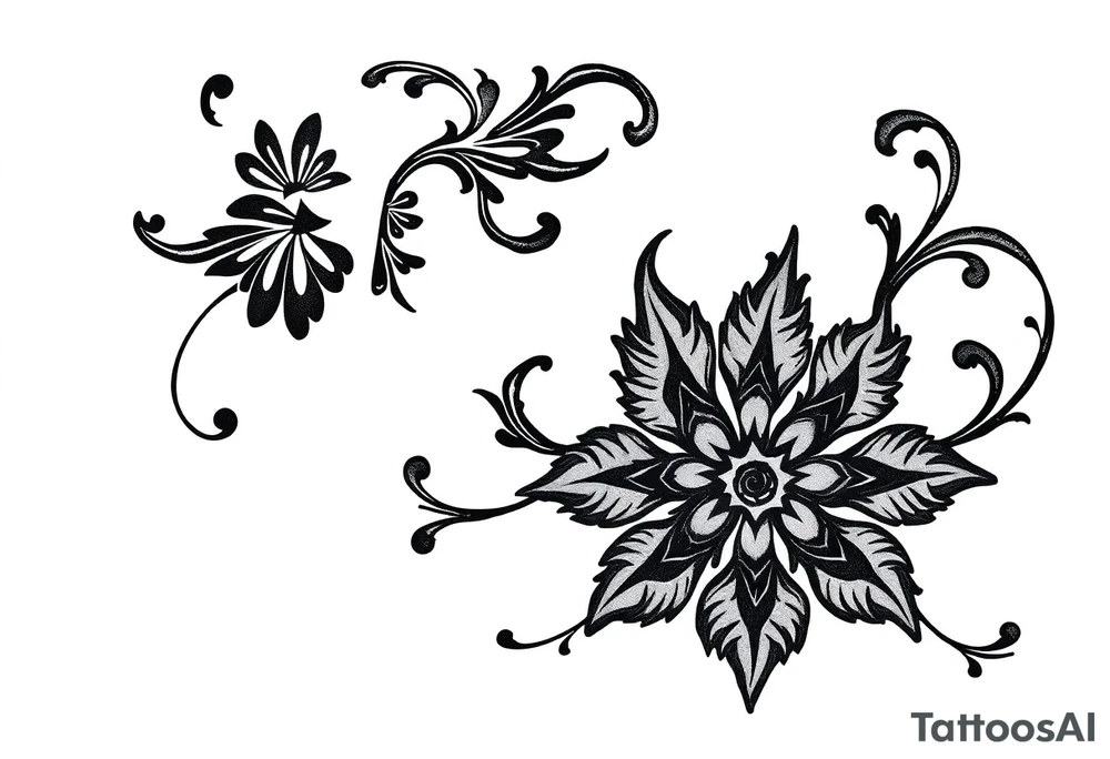 mytical shaman and mytolog style ornament with ancient rhyme tattoo idea