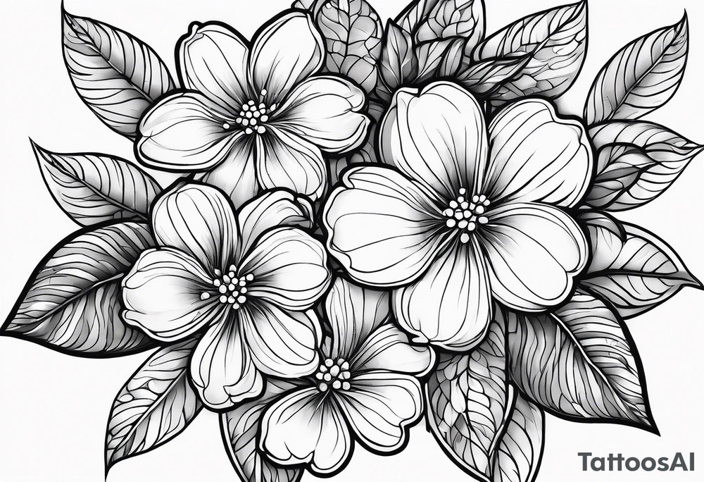 Chery flovers in blue line tattoo idea