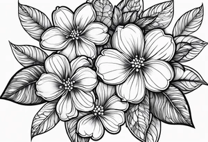 Chery flovers in blue line tattoo idea