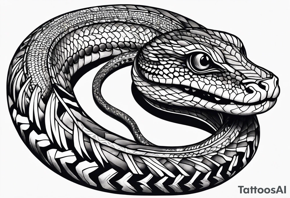 top of a snake straight line tattoo idea