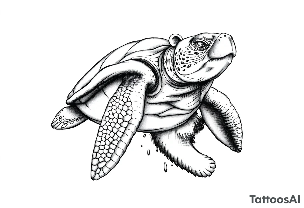 Sea turtle and bear tattoo idea