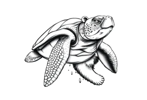 Sea turtle and bear tattoo idea