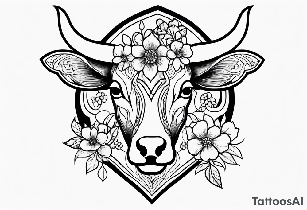 Taurus with flowers tattoo idea