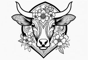 Taurus with flowers tattoo idea