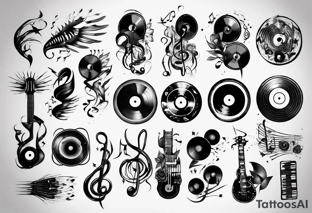 sound music vinyl tattoo idea