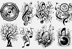 music speaker note tree stave DJ tattoo idea