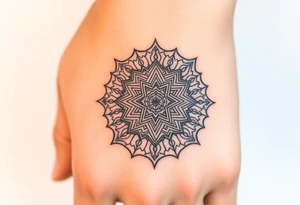 intricate mandala with sacred geometry and cosmic elements tattoo idea