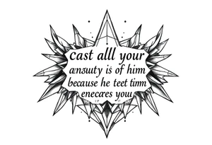 cast all your anxiety on him because he cares for you"  1 peter 5:7 tattoo idea