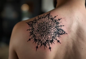 intricate mandala with sacred geometry and cosmic elements tattoo idea