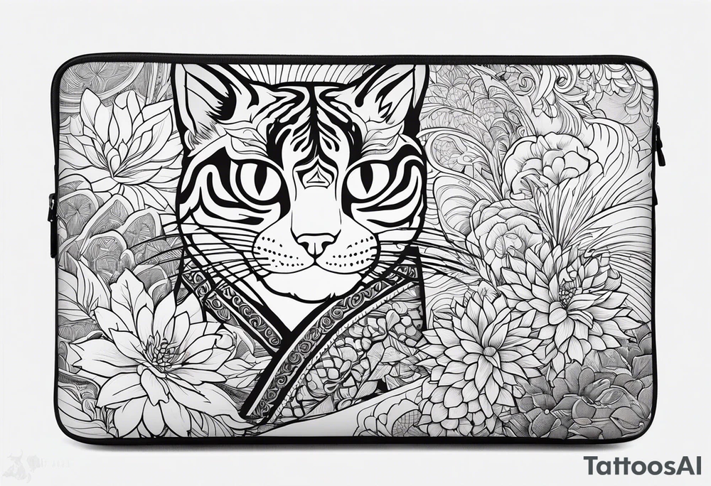 кот и mackbook tattoo idea