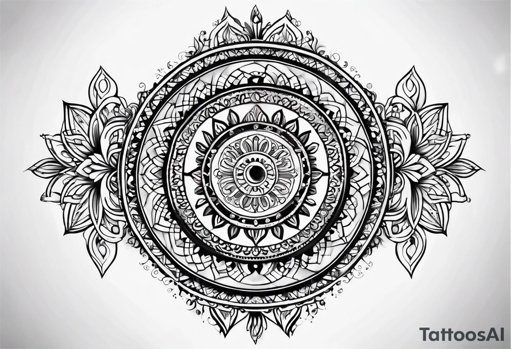 Mandala tattoo with music notes tattoo idea