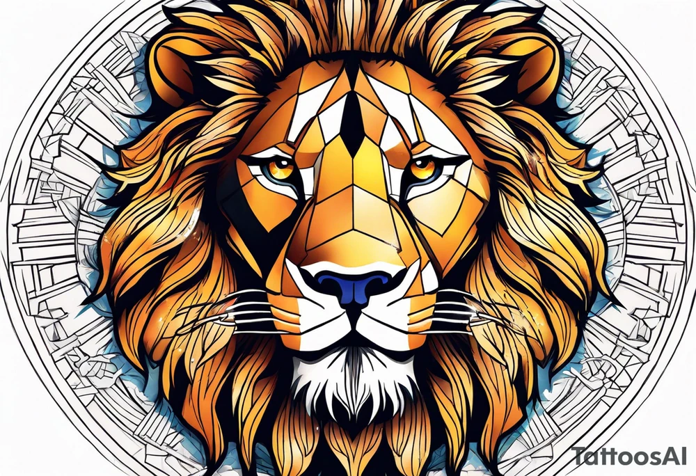 Lion sun avil eye tattoo idea