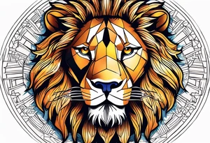 Lion sun avil eye tattoo idea