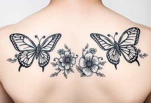 Ornamental floral butterflies traditional tattoo idea