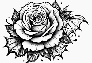 Gothic rose and bats tattoo tattoo idea