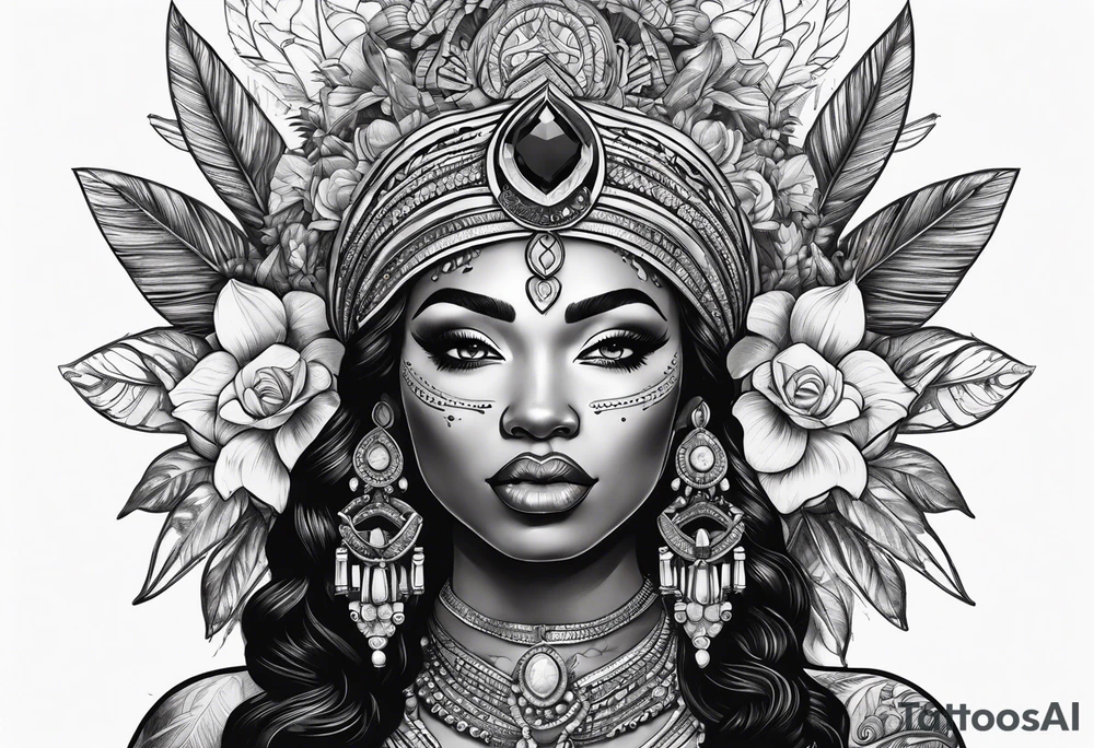 Black Goddess of cocaine tattoo idea