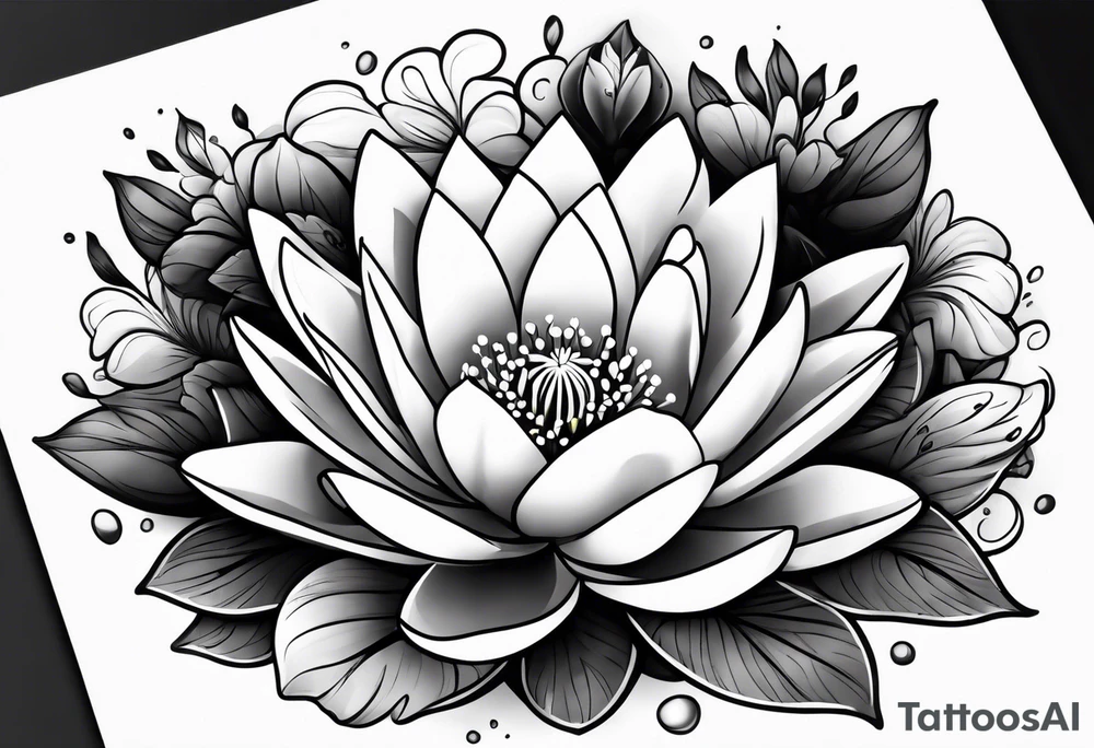 Water lily bouquet tattoo idea