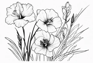 larkspur gladiola and poppy tattoo idea