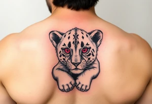 Female lion baby with ruby eyes tattoo idea