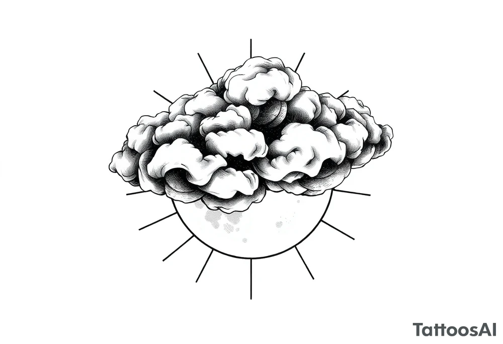 The cloud sway across the sun and the moon tattoo idea