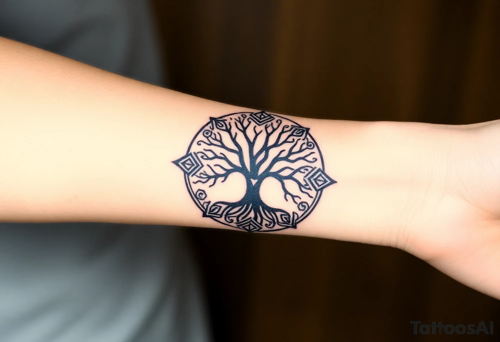 Tree of life circle tattoo idea