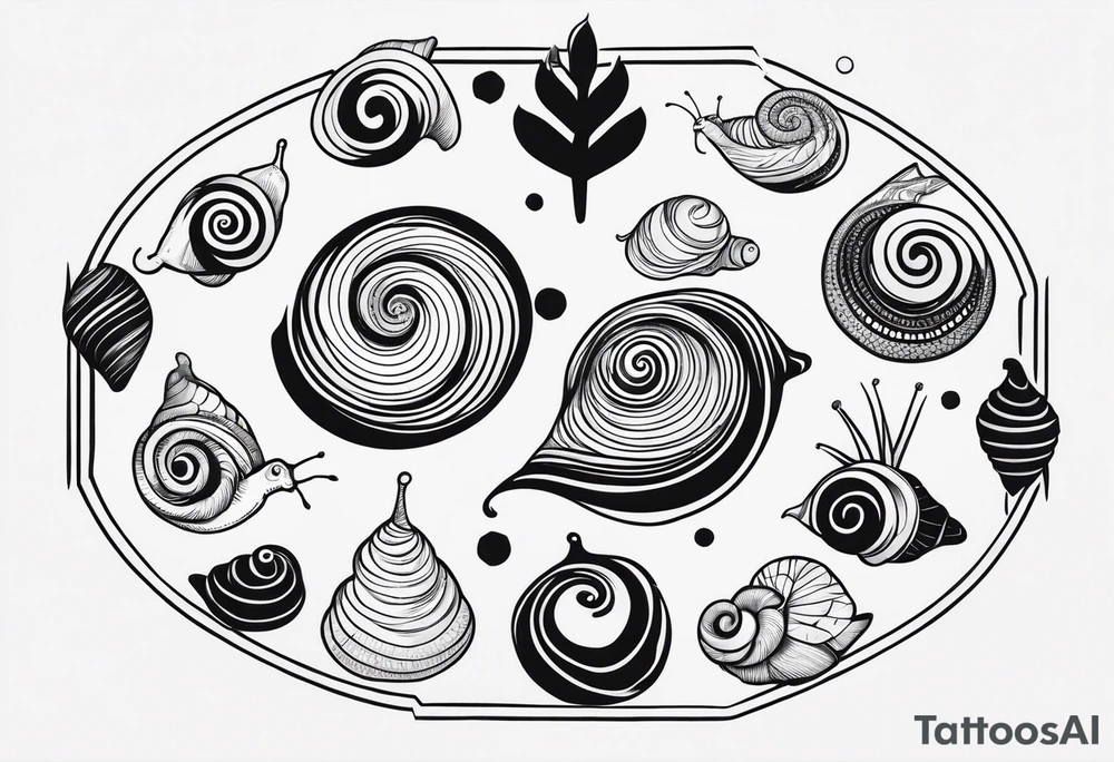 Variety of snails flash sheet tattoo idea