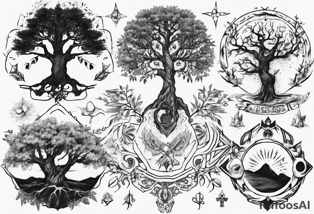 POV under a tree tattoo idea