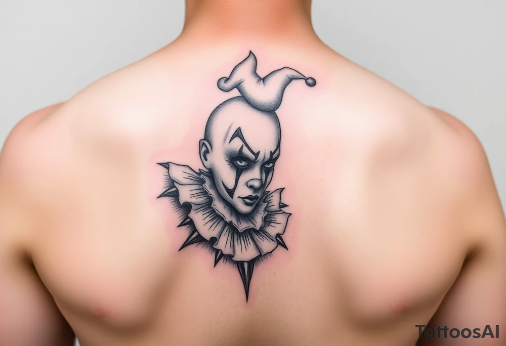 Sad female clown tattoo idea