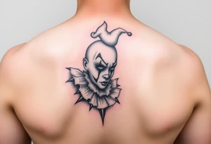 Sad female clown tattoo idea