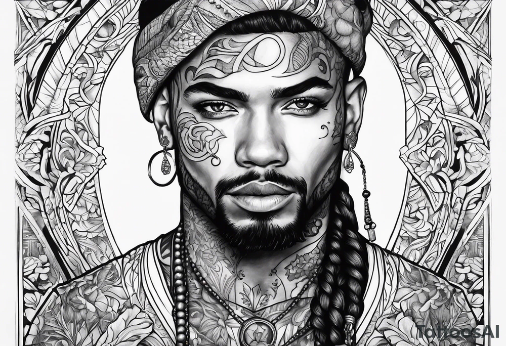 Portrait of a person with background tattoo idea