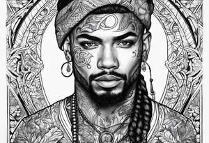 Portrait of a person with background tattoo idea