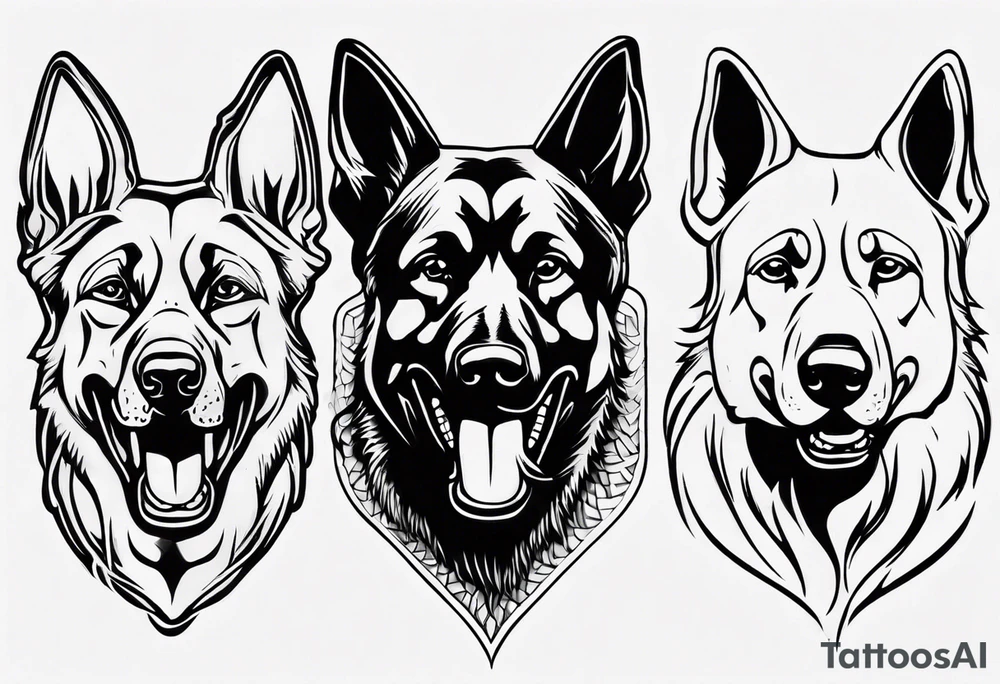 Side profile snarling German shepherd tattoo idea