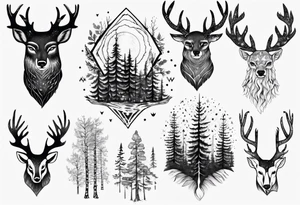 Full sholder, Nordic, forest,  presence, dear tattoo idea