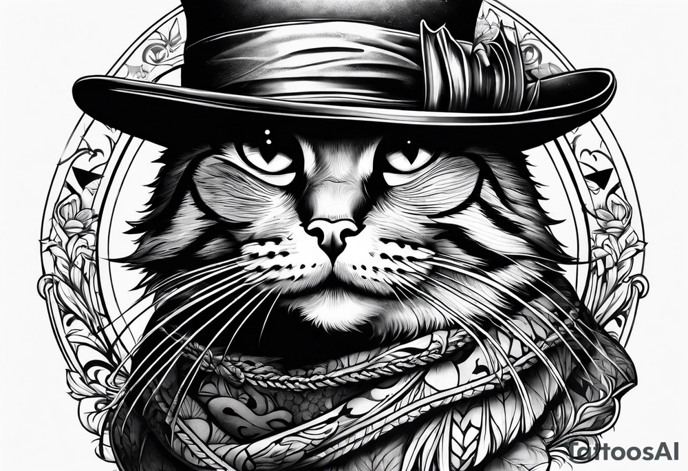 cat with a hat tattoo idea
